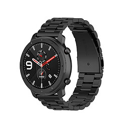 Wewoo Bracelet pour montre connectée Applicable à la génération Ticwatch / Moto360 Deuxième 460 / Samsung GearS3 / Huawei GT Universal 22 mm en acier inoxydable papillon boucle Trois perles noir