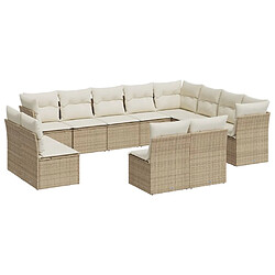 Maison Chic Salon de jardin avec coussins 12 pcs | Ensemble de Table et chaises | Mobilier d'Extérieur beige résine tressée -GKD89945