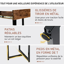 Helloshop26 Bureau d'ordinateur 120cm tiroir cadre en métal repose-pieds réglables bureau moderne station de travail pour ordinateur portable café 20_0004829