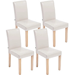 Decoshop26 Lot de 4 chaises de salle à manger design moderne en PVC crème et pieds en bois clair 10_0001763 