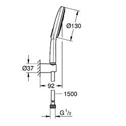 Avis Grohe - Ensemble de douche douchette 3 jets Smartactive 130 Rainshower avec support mural