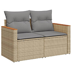 Acheter vidaXL Salon de jardin et coussins 10 pcs mélange beige résine tressée