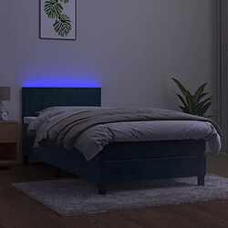 Avis vidaXL Sommier à lattes de lit avec matelas LED Bleu foncé 100x200 cm