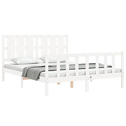 Acheter Maison Chic Cadre/structure de lit avec tête de lit pour adulte - Lit Moderne Chambre blanc King Size bois massif -MN43894