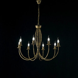 Webmarketpoint Lustre en fer Marron Or huit lumières 74x h60 cm