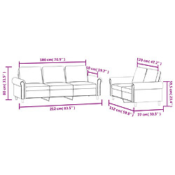 vidaXL Ensemble de canapés 2 pcs avec coussins Gris clair Velours pas cher