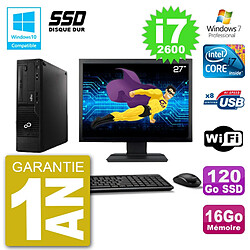 PC Fujitsu Esprimo E500 E85+ DT Ecran 27" i7-2600 RAM 16Go SSD 120Go DVD Wifi W7 · Occasion 