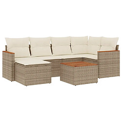 vidaXL Salon de jardin avec coussins 7 pcs beige résine tressée