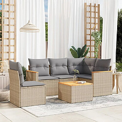 vidaXL Salon de jardin avec coussins 6 pcs beige résine tressée 