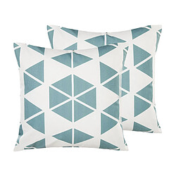 Beliani Lot de 2 coussins de jardin à motifs triangles blancs et bleus 45 x 45 cm RIGOSA