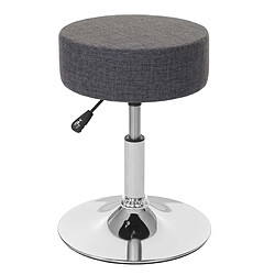 Decoshop26 Tabouret siège polyvalent hauteur réglable pivotant Ø 35cm tissu gris 04_0005334 