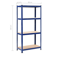 vidaXL Étagères de rangement 2 pcs Bleu 80x40x160 cm Acier et MDF pas cher