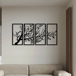 DEKORY 4 panneaux Art Mural Branche d'arbre - 150x75 cm 4 panneaux Art Mural Branche d'arbre, Art mural en métal Arbre de vie avec oiseaux, Décor D'intérieur - 150x75 cm