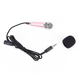 Universal Microphone studio stéréo portable 3.5mm KTV karaoké mini microphone pour téléphones portables ordinateurs portables ordinateurs de bureau microphone de petite taille (rouge rose) 