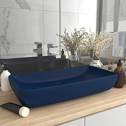 vidaXL Lavabo de luxe rectangulaire Bleu foncé mat 71x38 cm Céramique 