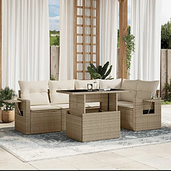 vidaXL Salon de jardin avec coussins 6 pcs beige résine tressée 