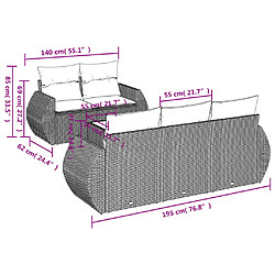 Avis vidaXL Salon de jardin avec coussins 6 pcs beige résine tressée