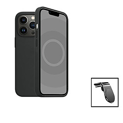 PHONECARE Kit Support Magnétique L Safe Driving Voiture + Coque Silicone Liquide pour Apple iPhone 15 Pro - Noir 