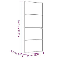 vidaXL Porte d'intérieur Blanc 83x201,5 cm Trempé verre aluminium fin pas cher