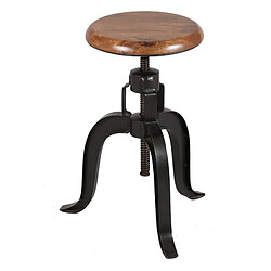 Dansmamaison Tabouret bois, fonte et acier - STACHEMOU Tabouret bois, fonte et acier - STACHEMOU - L 40 x l 40 x H 48-65 cm