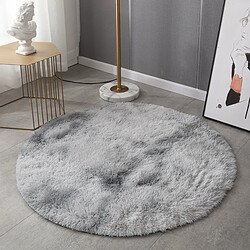 LUUCOZK Tapis à poils longs doux et moelleux pour chambre à coucher et salon - Gris clair-Rond 140cm 