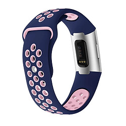 Acheter Wewoo Bracelet bicolore en silicone avec trou rond pour pour Fitbit Charge 3, taille de la dragonne: 145-210 mm (rose bleu)