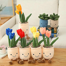 Universal Plante de tulipe vivante déco en peluche, oreiller de fleur en pot créatif de poupée (jaune)