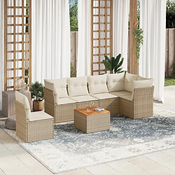 vidaXL Salon de jardin avec coussins 7 pcs beige résine tressée