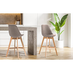 Non Lot de 2 tabourets de bar Cannes tissu naturel