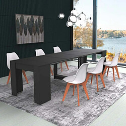 Ahd Amazing Home Design Table console extensible peu encombrante 237cm pour salon moderne Garda | Couleur: Noir