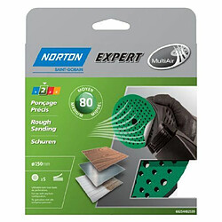 Norton Lot de 5 Disque Pex auto-agrippants expert Diamètre 150 Grain 80 Multi Air