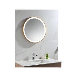 Vente-Unique Miroir de salle de bain lumineux rond doré avec Leds - D. 60 cm - NUMEA