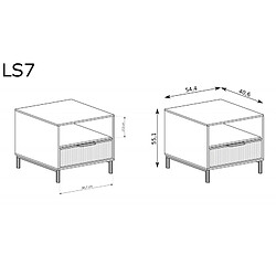 Vivaldi Table de Chevet ELEGANZO LS-7 Cachemire 54,5 cm