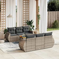 vidaXL Salon de jardin avec coussins 7 pcs gris résine tressée 