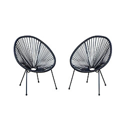 Concept Usine Set de 2 Chaises de jardin Noir ACAPULCO