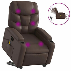 Maison Chic Fauteuil Relax pour salon, Fauteuil inclinable de massage électrique marron similicuir -GKD35904