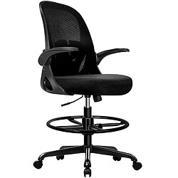 Chaise de Bureau Assise Haute Lexzurn, Repose-pieds et Soutien lombaire réglable, Noir Fauteuil de Bureau Ergonomique et Pliable, Repos-pieds réglable de 16 cm Base de Sécurité en Acier Charge 150KG