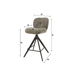 Lisa Design Arani - lot de deux tabourets de bar rotatifs - en tissu bouclette blanc pas cher