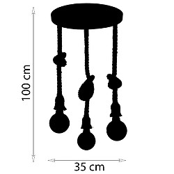 Acheter Sampa Luminaire de plafond Mila 100cm réglable métal noir et corde naturel LED