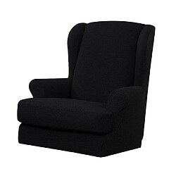 Jacquard Stretch Wing Retour Housse Fauteuil Wingback Canapé Noir