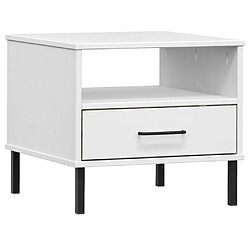 vidaXL Table de chevet avec pieds en métal Blanc Bois pin massif OSLO