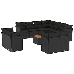 Maison Chic Salon de jardin 12 pcs avec coussins, Ensemble Tables et chaises d'extérieur noir résine tressée -GKD215819