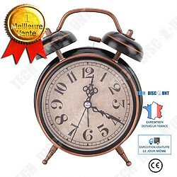 Tech Discount TD® réveil mécanique à l'ancienne avec double cloche aiguille pendulette horloge légère silencieux chevet décor remontage rétroéclai