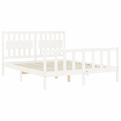 Maison Chic Cadre/structure de lit avec tête de lit pour adulte - Lit Moderne Chambre blanc King Size bois massif -MN85527 pas cher