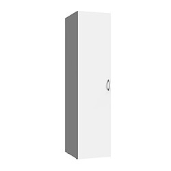 Pegane Armoire de rangement en bois mélamine coloris blanc - longueur 40 x hauteur 185 x profondeur 54 cm 