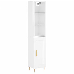 Maison Chic Buffet,Meuble de Rangement,commode pour salon,Cuisine Blanc brillant 34,5x34x180 cm Bois d'ingénierie -MN38759