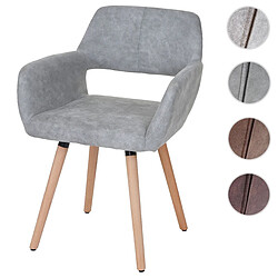 Mendler Chaise de salle à manger HWC-A50 II, fauteuil, design rétro des années 50 ~ tissu, gris béton