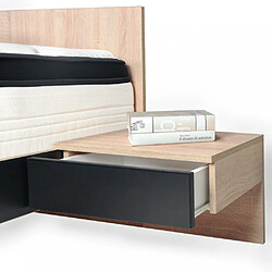 Le Quai Des Affaires Lit COOL 140x190 cm + 2 chevets + sommier + matelas CASSIE / Chêne blanchi & noir pas cher