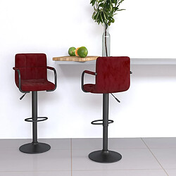 vidaXL Tabourets de bar lot de 2 rouge bordeaux velours 