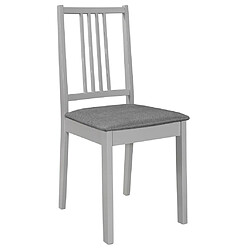 vidaXL Chaises à manger avec coussins lot de 4 gris bois solide